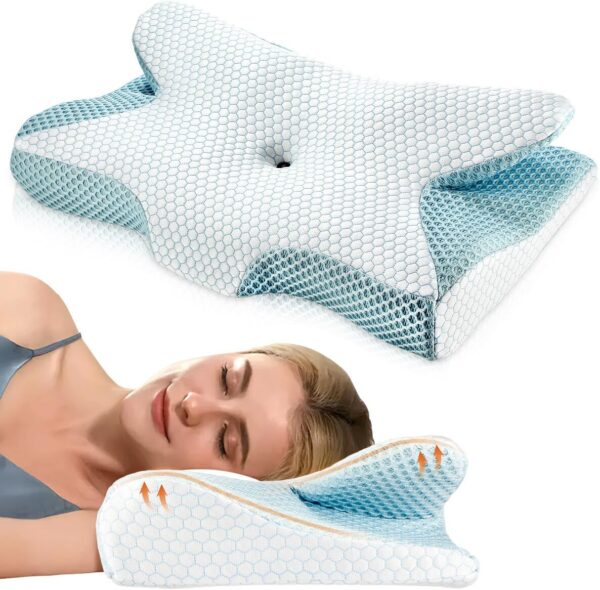 Pernă de susținere a gâtului din spumă cu memorie Oyajia, pernă pentru dormit pe o parte, pernă anti-sforăit pentru dormitul pe lateral, pe spate, pe burta