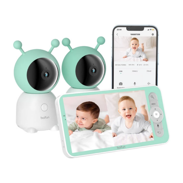 Monitor pentru bebeluși Boifun 6T 2K WiFi două camere